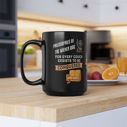 To a Dachshund, Every Couch Is Everest | 11oz. or 15oz. Black Ceramic Coffee Cup