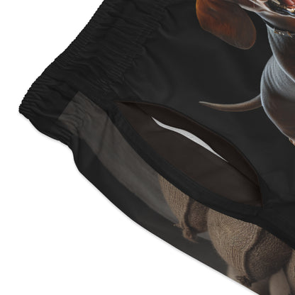Cause Ya Can't Let Just Anyone Pet Your Wiener ~ The Wiener Guard is on Duty, Funny Dachshund Swim Trunks/Beach Shorts, Black