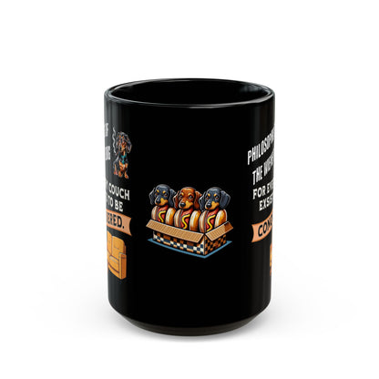 To a Dachshund, Every Couch Is Everest | 11oz. or 15oz. Black Ceramic Coffee Cup