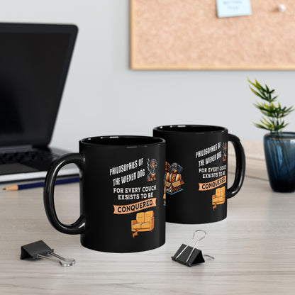 To a Dachshund, Every Couch Is Everest | 11oz. or 15oz. Black Ceramic Coffee Cup