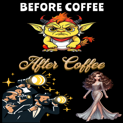 Before and After COFFEE | 11oz. or 15oz. Black Ceramic Coffee Cup